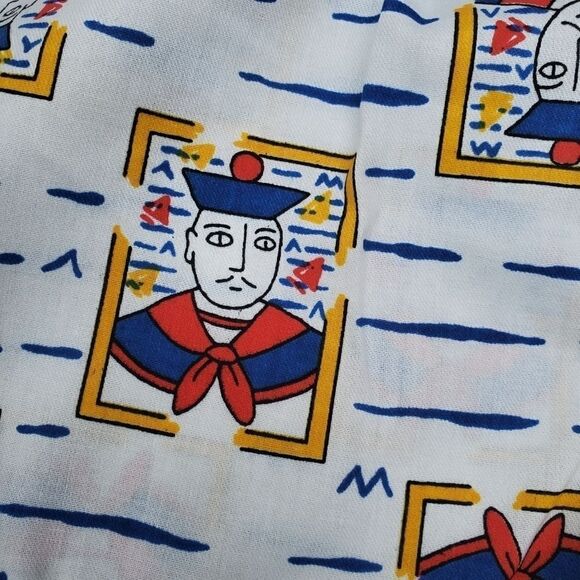 Vintage 80s Pranges Nautical Sailor Striped Elastic Waist Shorty Booty Shorts M - Picture 3 of 6